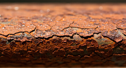 Obraz premium Macro Of Rusty Metal Surface Showing Damage Due To Corrosion
