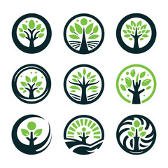set of green eco icons