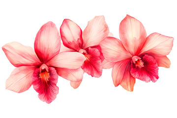 Orchid flower. Delicate watercolor orchid flowers isolated white background.