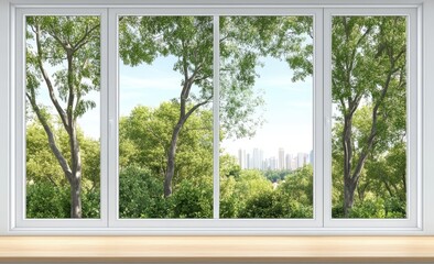 Naklejka premium Cityscape View Through a Window (1)