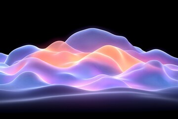 Obraz premium Glowing, undulating hills of pastel blues and oranges against a black background