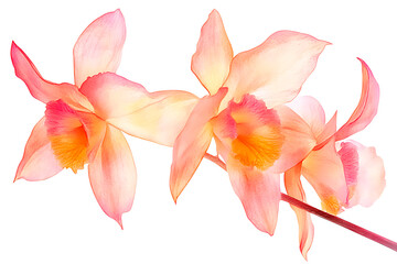 Orchid flower. Delicate watercolor orchid flowers isolated white background.