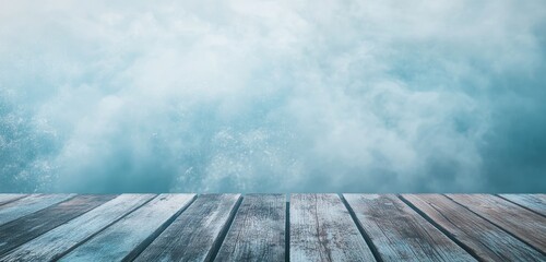 Wooden Deck Over Misty Mountains