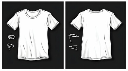 Naklejka premium Front and back views of a blank short-sleeved t-shirt design.