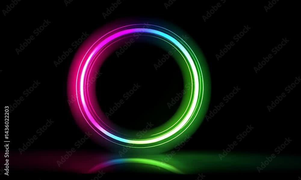 Wall mural glowing neon circle against a dark background with vibrant light made with generative ai technology