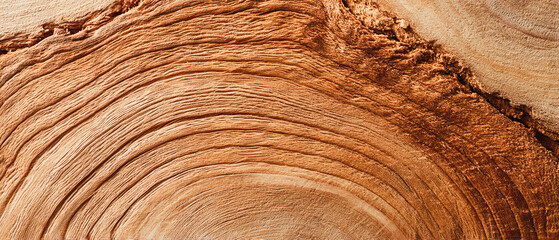 Naklejka premium Wood grain texture detail natural pattern tree rings surface material timber hardwood lumber close up