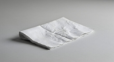 Obraz premium White Napkin Placed on a Smooth Neutral Surface After Cleaning Table
