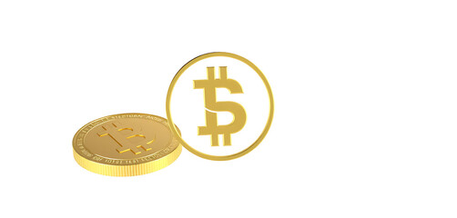 Golden Bitcoin Cryptocurrency Isolated on White Background Illustrating Digital Currency and Blockchain Technology for Financial Investments