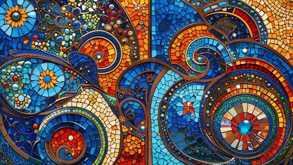 Art Nouveau smalt mosaic abstract design pattern artwork