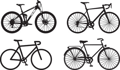 Silhouette Collection of Different Bicycle Types