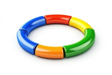 Colorful interlocking plastic ring toy for children on white background