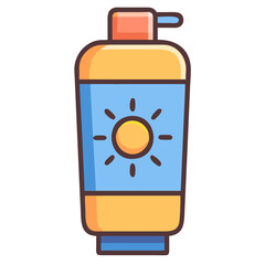 Colorful Sunscreen Bottle Icon with Sun Symbol - Sun Protection Design