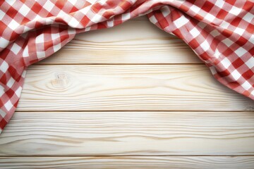 Checkered tablecloth on light wooden surface (1)