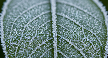 Iced Autumn Foliage Reveals Delicate Details Of Natural Plant Beauty