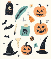 Obraz premium halloween icons set