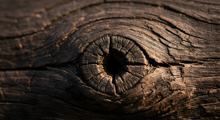 Abstract Wooden Texture with Eye Knot Ring Pattern Close Up View