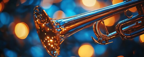 Close-up of Trumpet with Bokeh Background Illustration