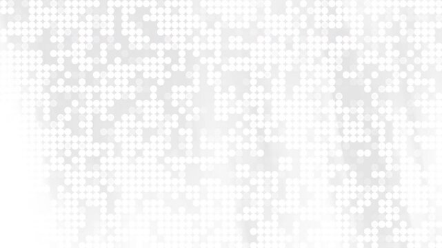 Pixel dot background with white and gray backdrop and numerous white circles. Ideal for digital designs, tech concepts, modern layouts.
