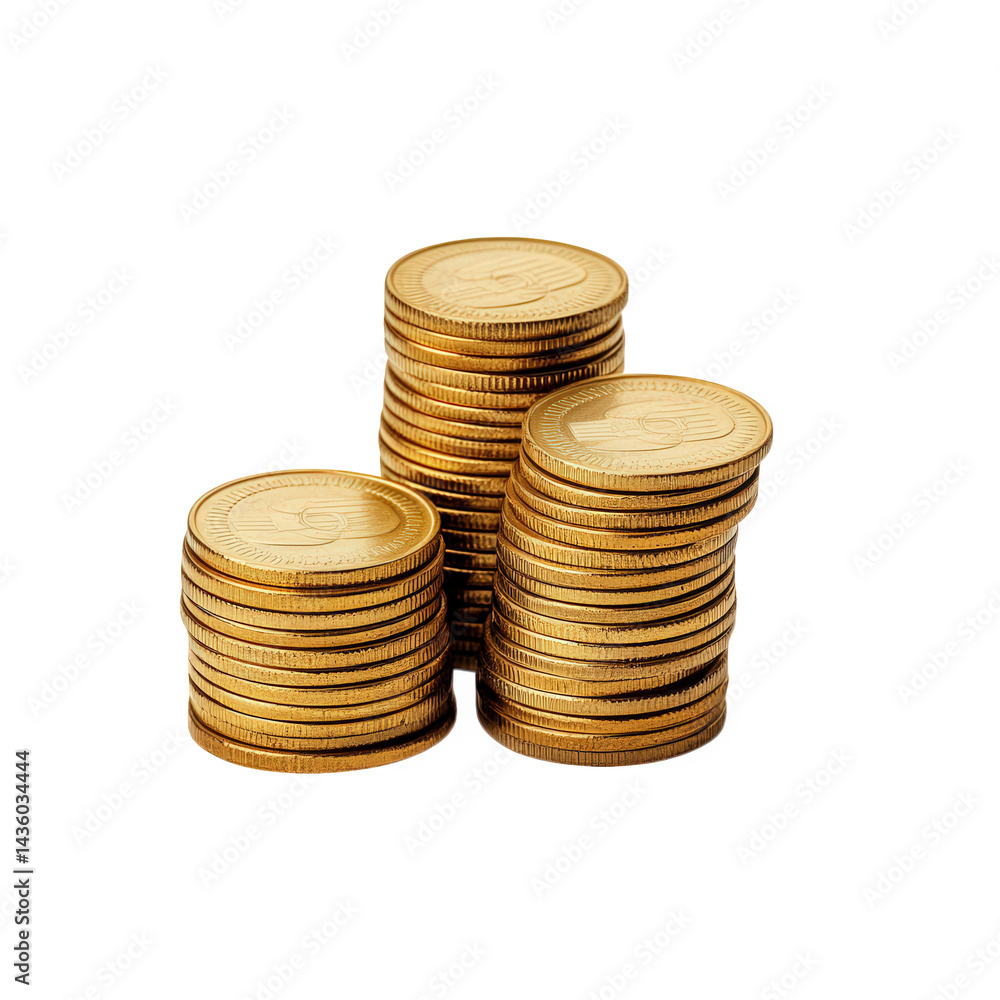 Aufkleber several stacks of coins arranged in a pyramid-like formation. showcasing their shiny surfaces and di