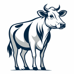 Create a bold, vector illustration of a cow, suitable for Eid al-Adha celebrations.  The style should be clean and impactful.