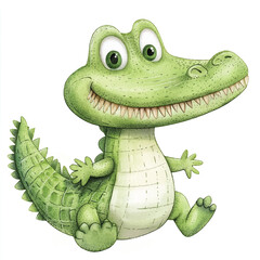 Fototapeta premium A Crocodile simple cartoon drawing watercolor icon