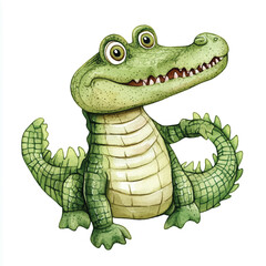 Naklejka premium A Crocodile simple cartoon drawing watercolor icon