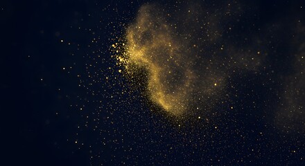 Obraz premium Golden Dust Explosion on Dark Background