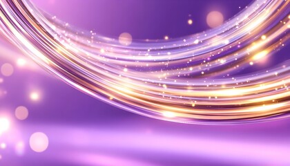 Abstract swirling light streaks in gold and purple, glowing with bokeh effect