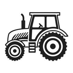 Modern Farm Machinery Silhouette Featuring Tractor and Plow in Black