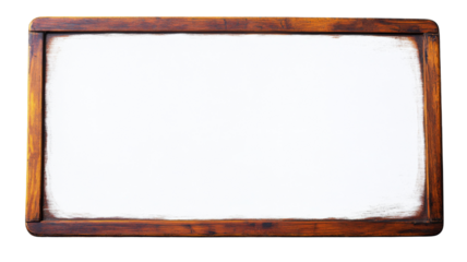Empty white board with wooden frame on transparent background