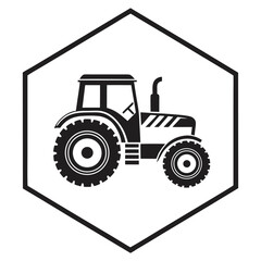 Minimalist Silhouette of Tractor with Plow for Farming Designs