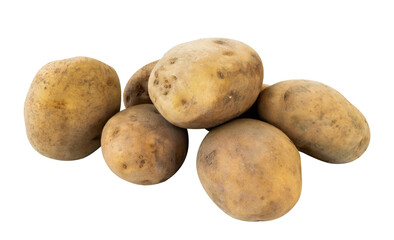 group of fresh potato isolated on white
