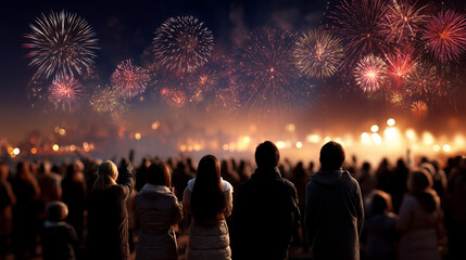  A lively New Year poster with fireworks and celebration elements, perfect for holiday events and party promotions.