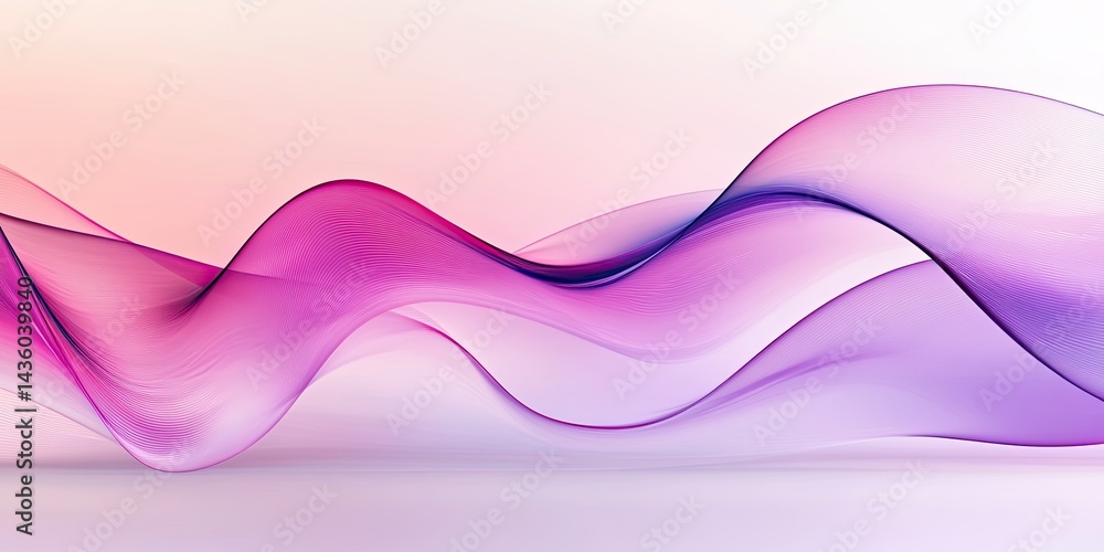 Poster colorful abstract waves blend smoothly in a gradient of purple and pink tones creating a vibrant atm