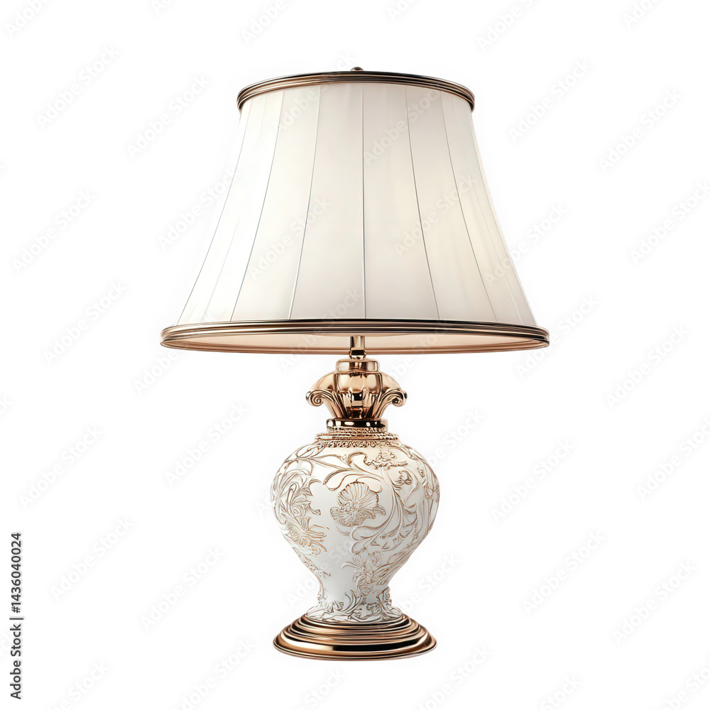 Poster n elegant table lamp with a decorative porcelain base and a classic fabric shade. designed to provid