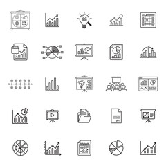 25 Business Presentation and Report Icons set
