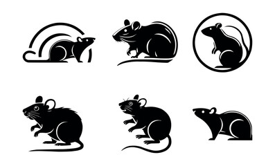 Rat Silhouette Logo Collection Mouse Icon Vector Animal Design

