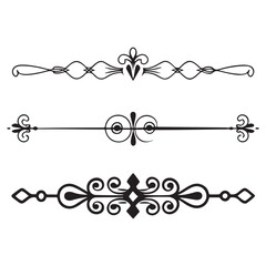 Obraz premium Elegant decorative dividers, ornate line separators, vintage flourish designs, whimsical borders, and charming embellishments for creative projects, invitations, and layouts vector