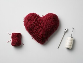 red heart with knitting needles