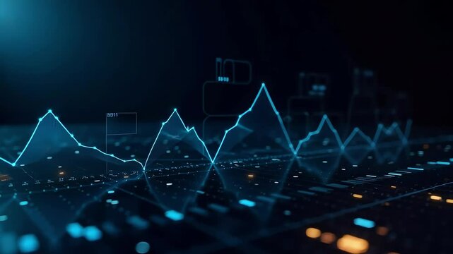 Dynamic Data Visualization Stock Footage Abstract glowing lines chart graph business analytics technology