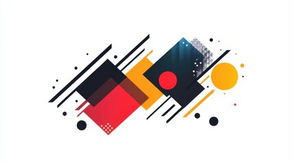 Fototapeta premium Colorful Abstract Geometry with Shapes and Lines on White Background for Modern Design Projects