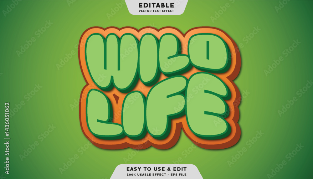 Poster wild life editable text effect template