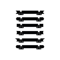 Collection of Black Banner and Ribbon Silhouettes for Design Projects