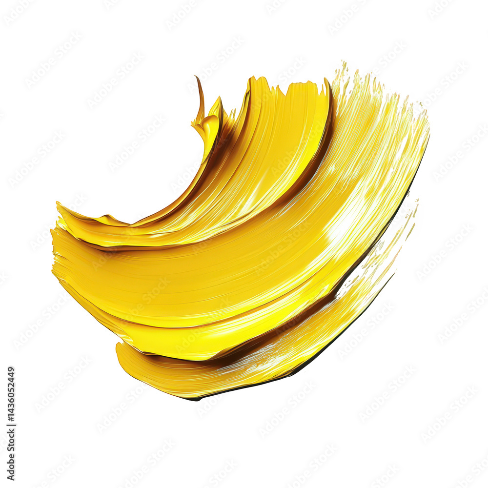 Poster vibrant. swirling brushstroke of yellow paint. suggesting a dynamic and artistic expression the smoo