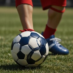 Obraz premium soccer player kicking ball