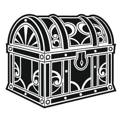 Ornate Treasure Chest Silhouette Design in Classic Black