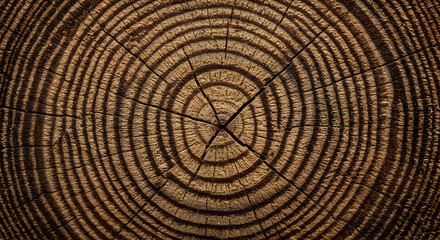 Naklejka premium Detailed Cross Section Revealing Concentric Tree Rings Of An Old Growth Tree