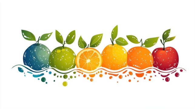 Colorful Citrus and Fruit Collection with Vibrant Leaves and Water Droplets for Freshness and Nutrition - Powered by Adobe