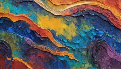 Abstract Impasto Painting Vibrant Hues and Textured Strokes of Color