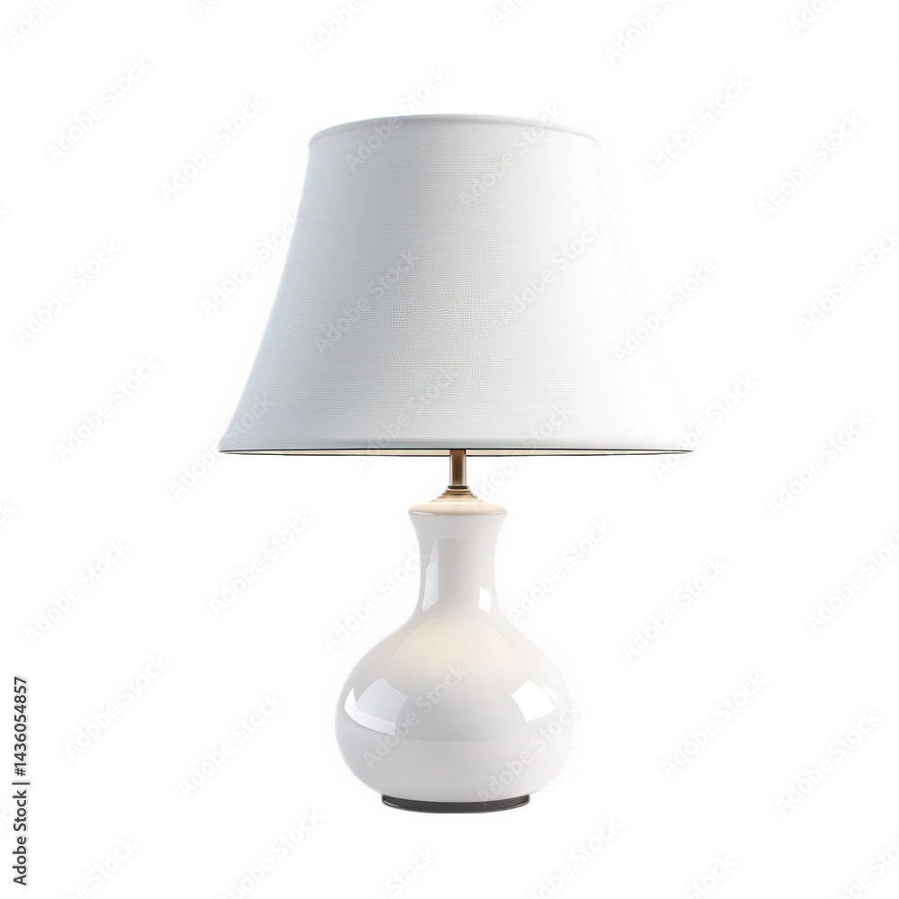 Poster modern. elegant table lamp with a white ceramic base and a white fabric lampshade the lamp is design
